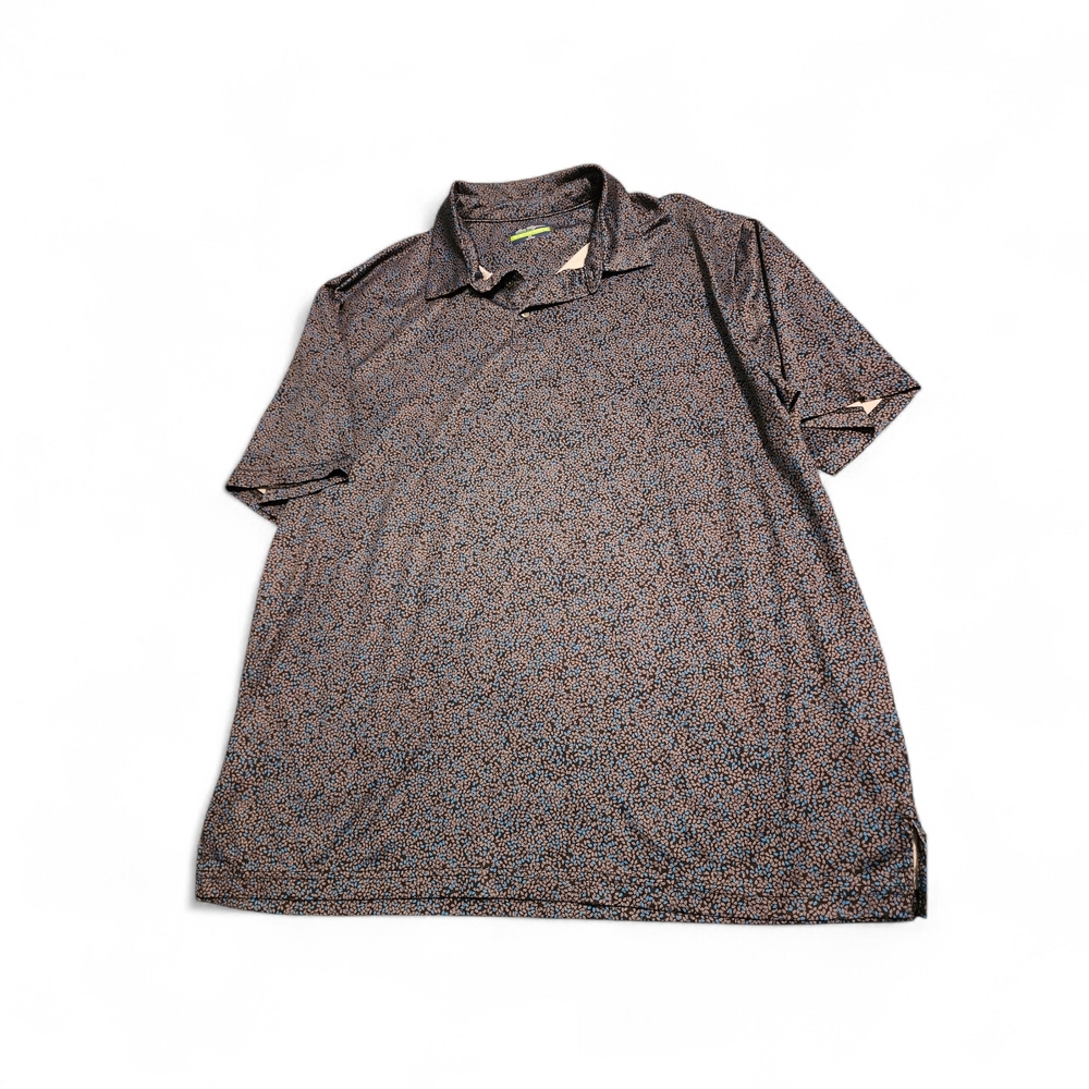 Hogan Men's Polo in Brown and Blue Microdot